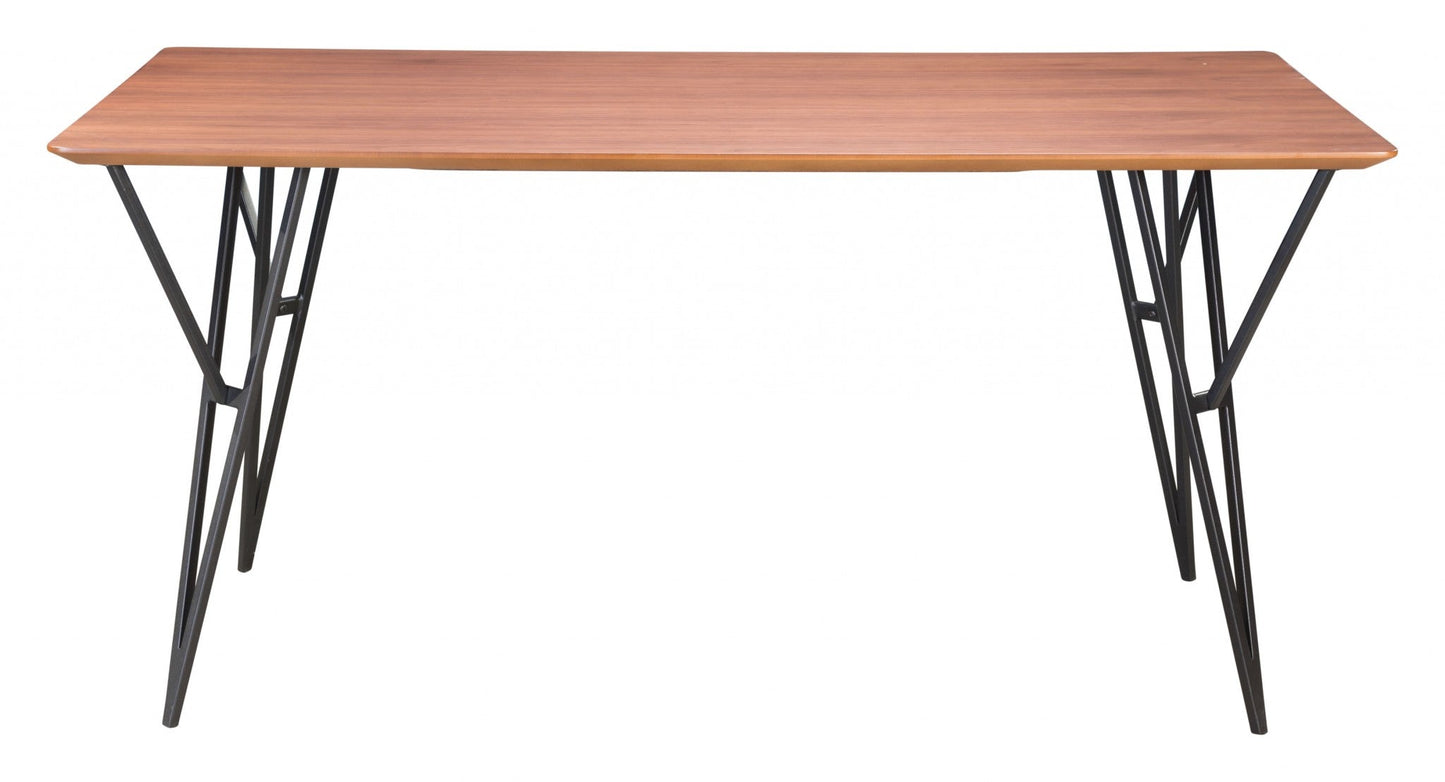 HomeRoots Wooden Dining Table With Steel Base