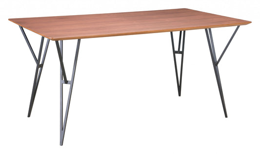 HomeRoots Wooden Dining Table With Steel Base
