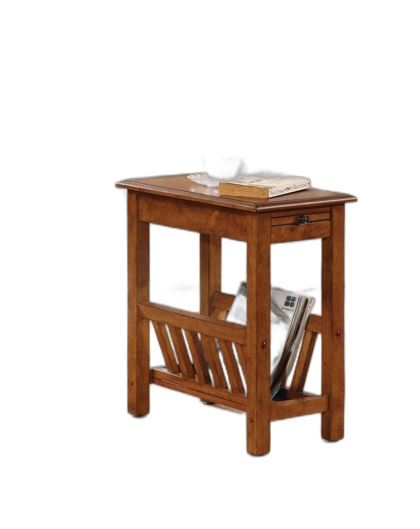 HomeRoots Wooden Magazine Rack Side Table With Warm Honey Brown