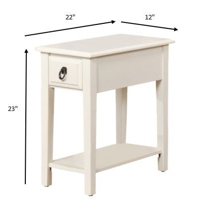 HomeRoots Wooden Magazine Rack Side Table in Cottage White Finish