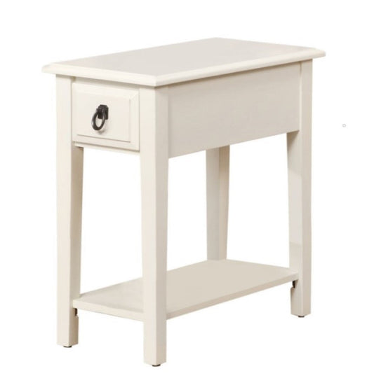 HomeRoots Wooden Magazine Rack Side Table in Cottage White Finish