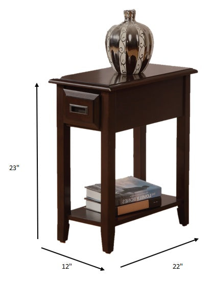 HomeRoots Wooden Side Table With Dark Cherry Finish