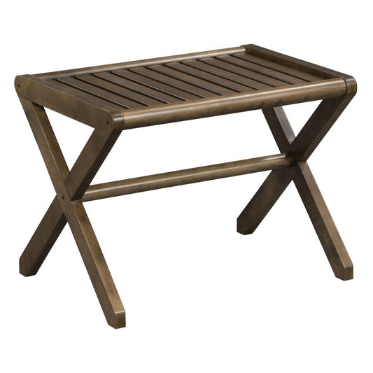 HomeRoots Wooden Stool Bench in Antique Chestnut Finish