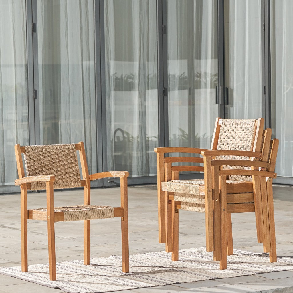 HomeRoots Woven Dining Chairs in Set of Two