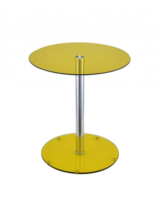 HomeRoots Yellow Glass Double Sphere Side Table