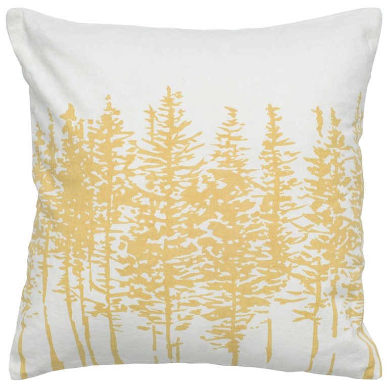 HomeRoots Yellow Ivory Grove of Trees Down Throw Pillow