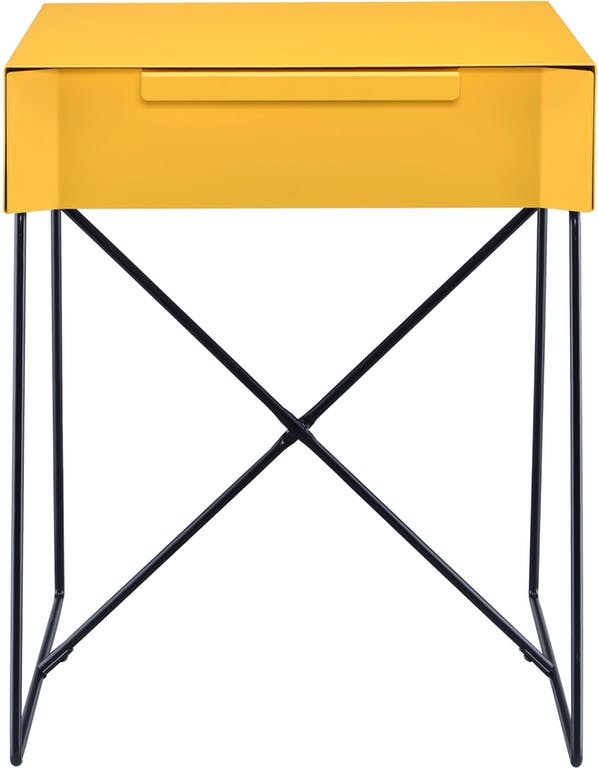 HomeRoots Yellow Modern Metal End Table with Drawer
