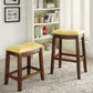 HomeRoots Yellow PU & Oak Bar Stool, Set of 2