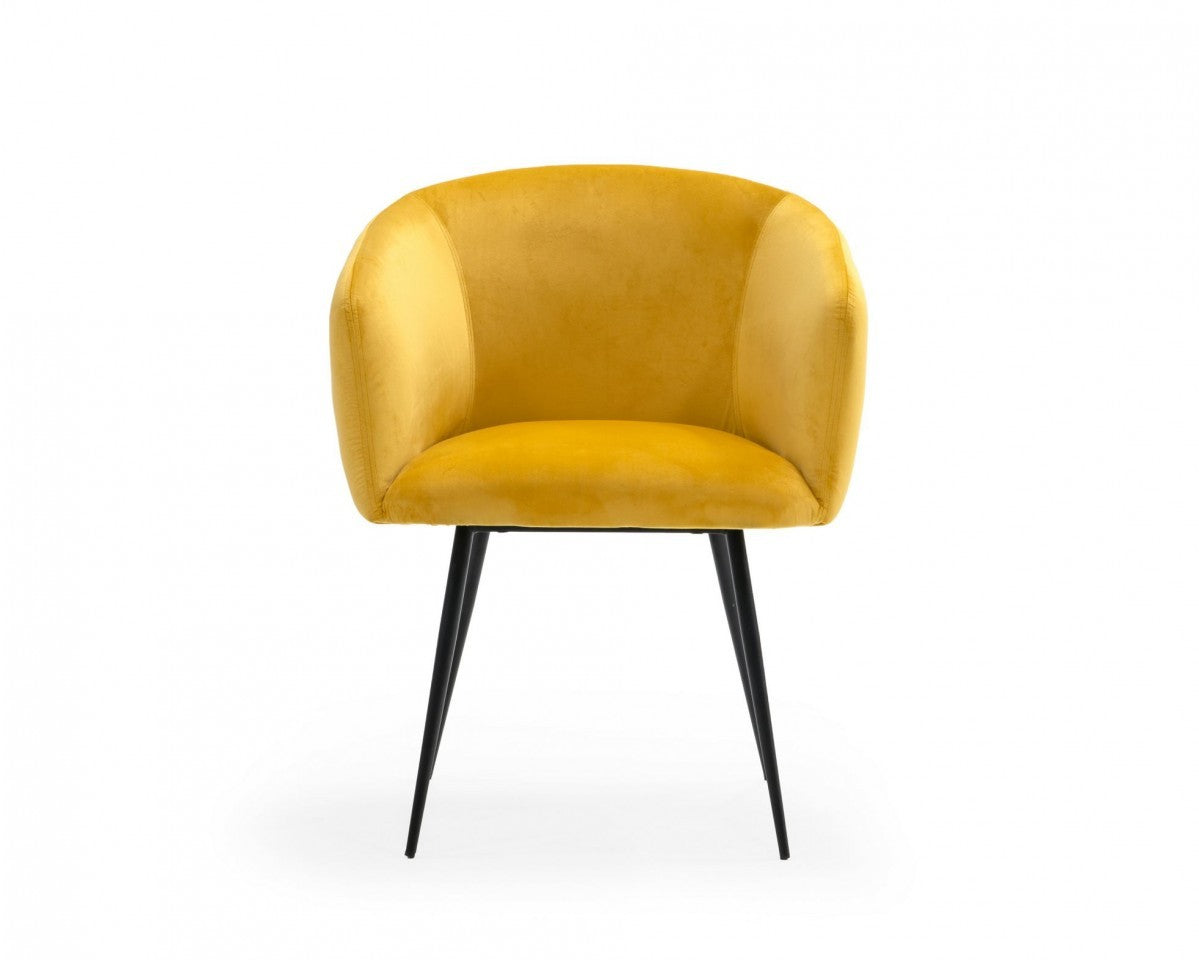 HomeRoots Yellow Velvet Modern Dining Chair