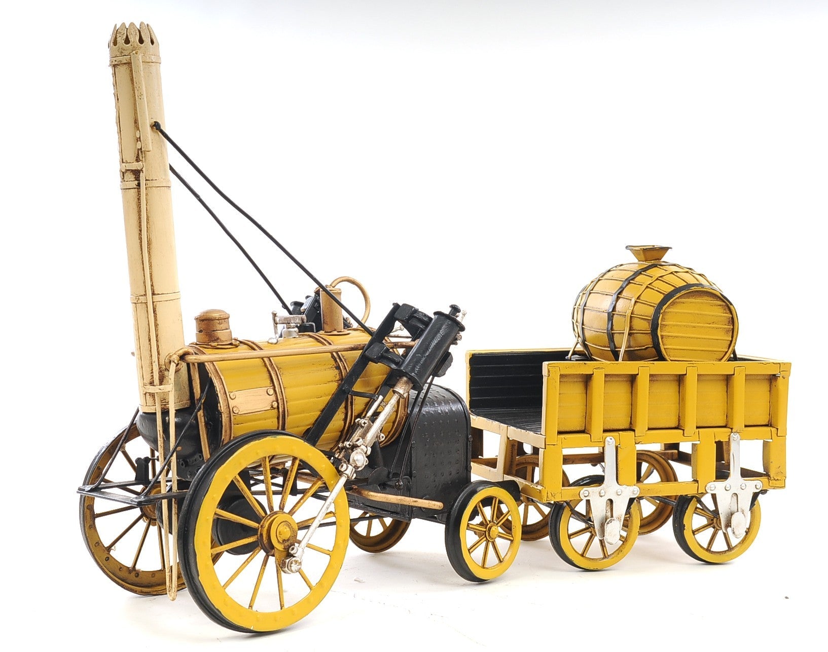 HomeRoots c1829 Yellow Rocket Steam Engine Model Sculpture