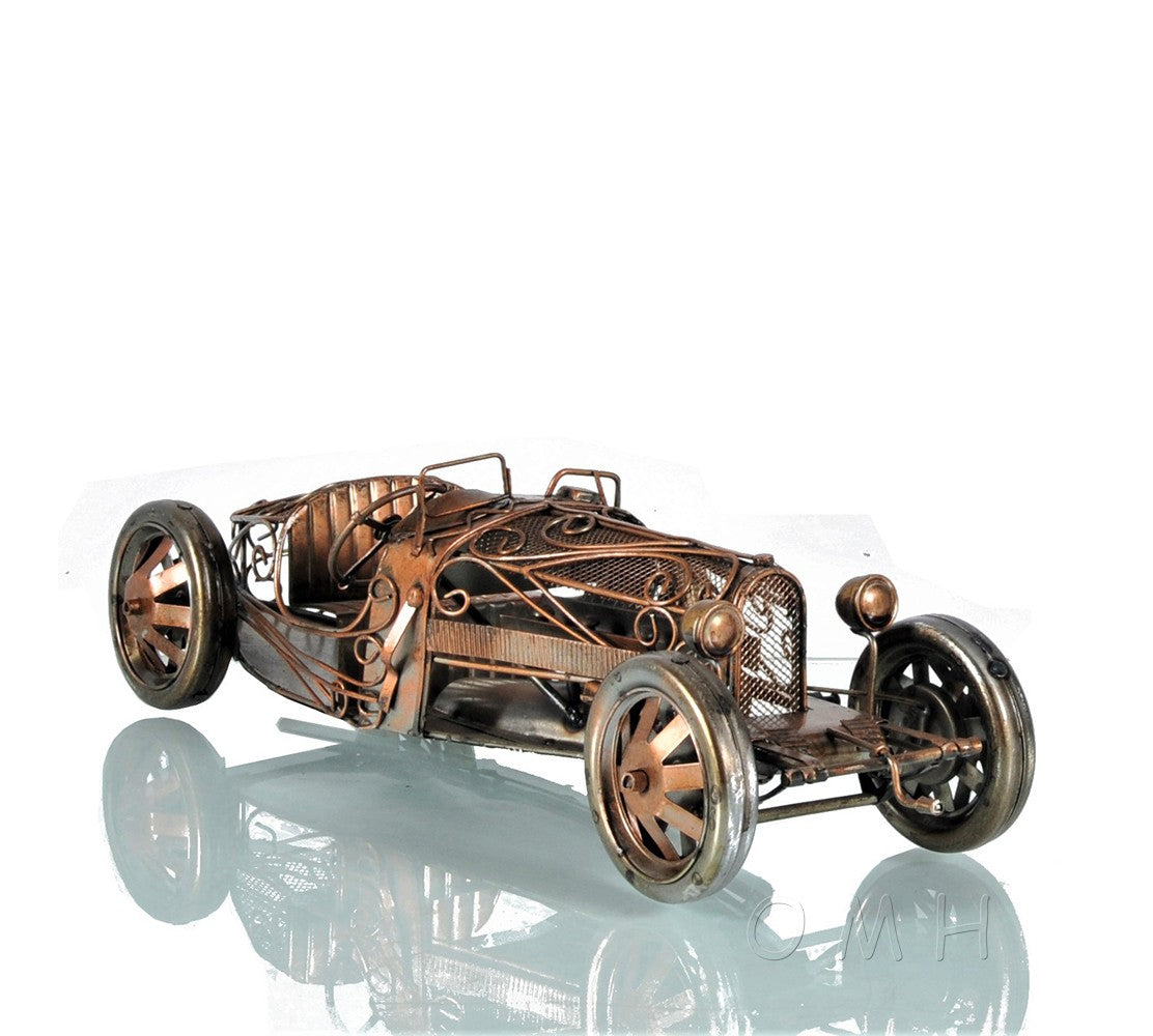 HomeRoots c1924 Bugatti Bronze and Silver Open Frame Racecar Sculpture