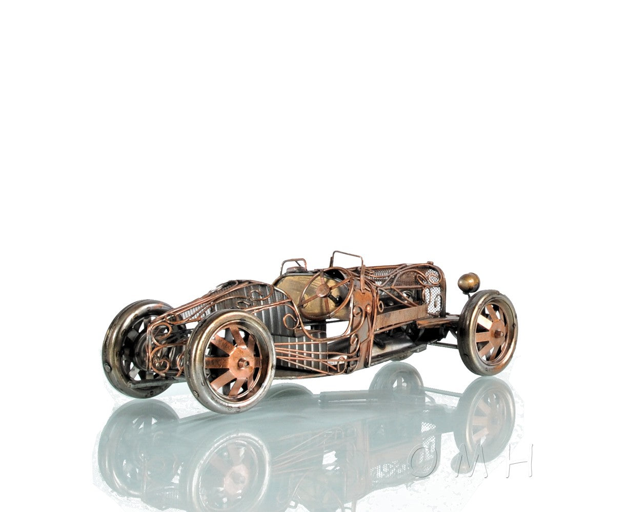 HomeRoots c1924 Bugatti Bronze and Silver Open Frame Racecar Sculpture
