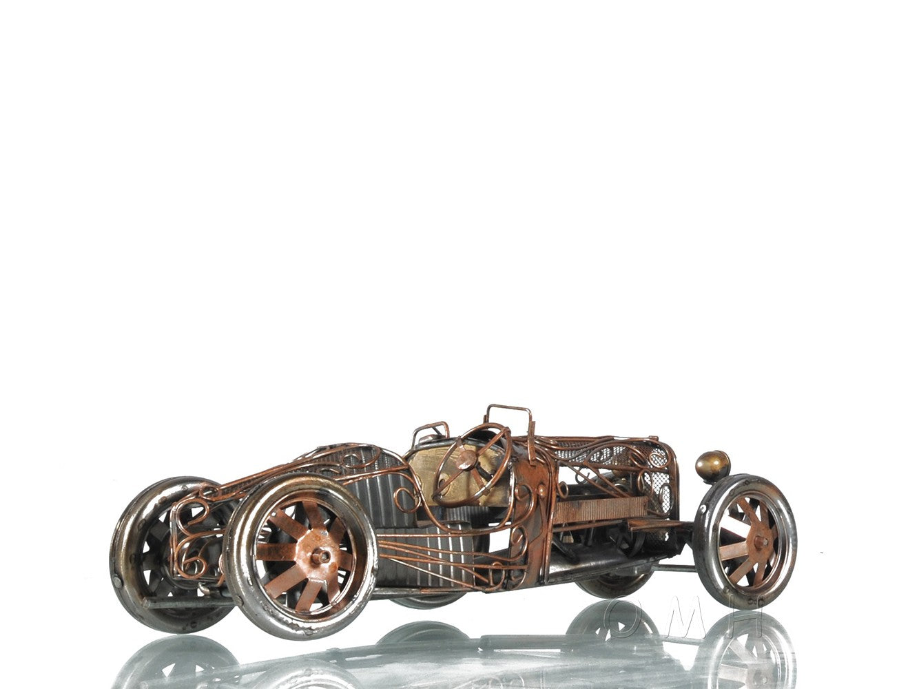 HomeRoots c1924 Bugatti Bronze and Silver Open Frame Racecar Sculpture