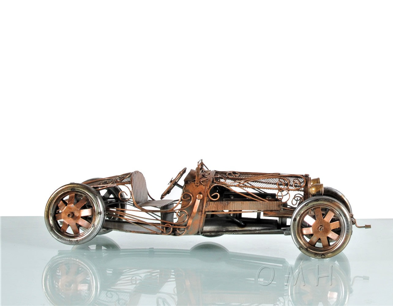 HomeRoots c1924 Bugatti Bronze and Silver Open Frame Racecar Sculpture