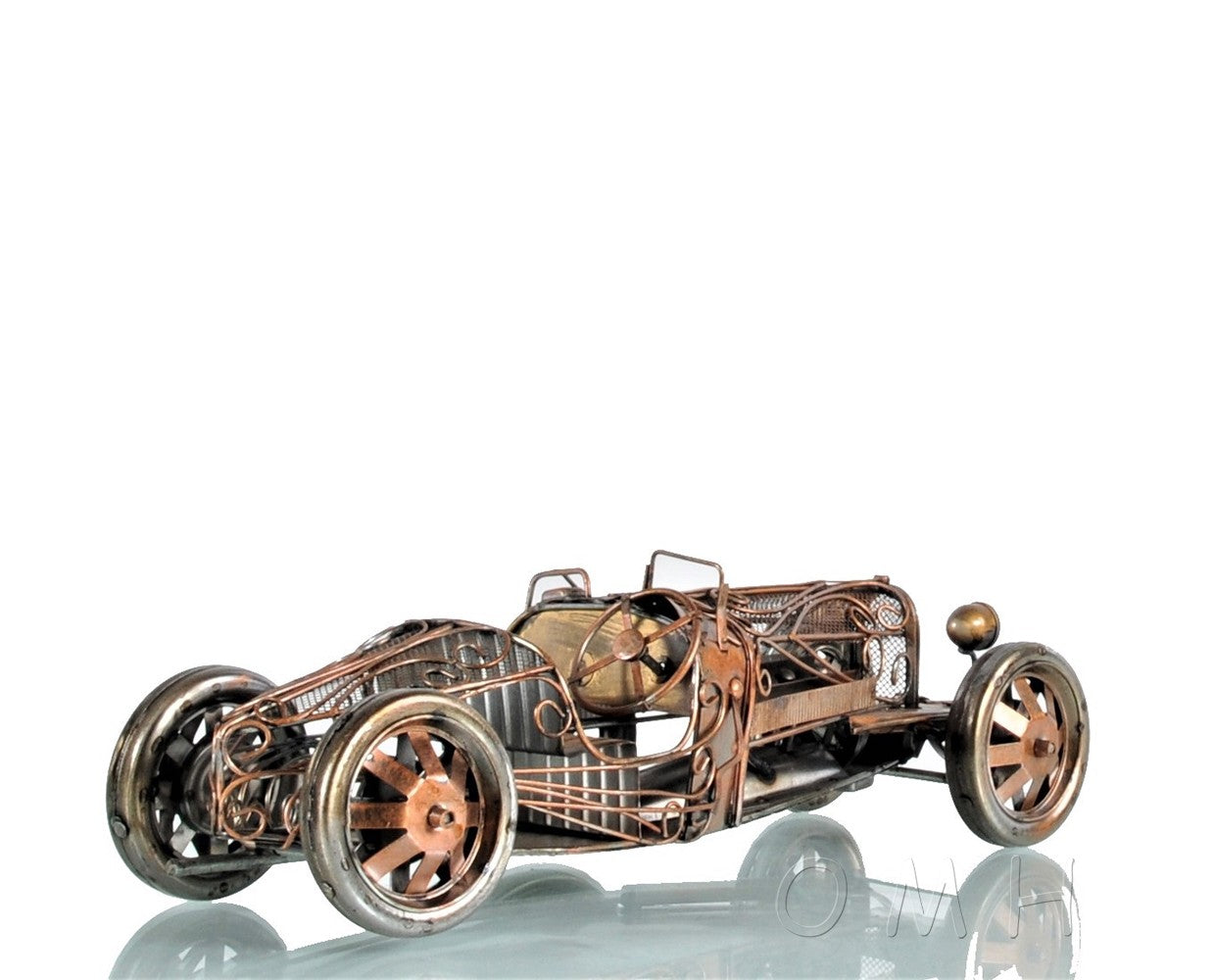 HomeRoots c1924 Bugatti Bronze and Silver Open Frame Racecar Sculpture
