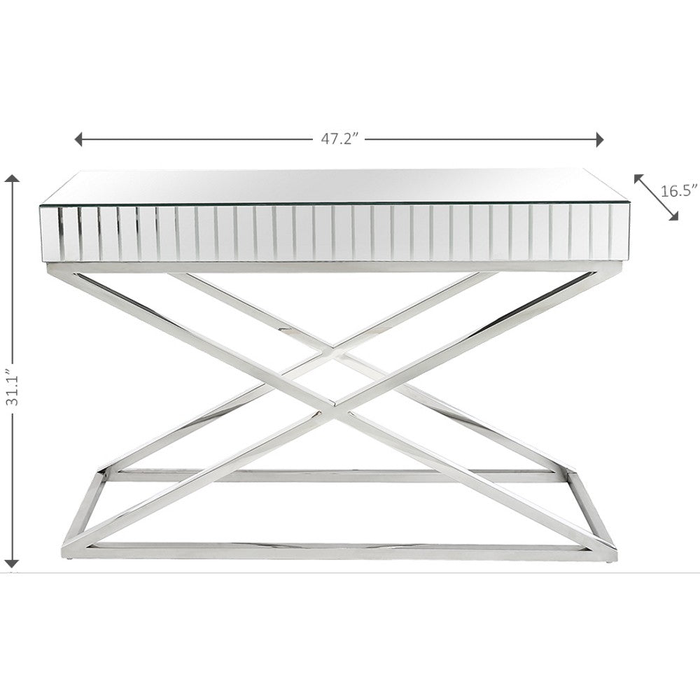 HomeRoots x Shaped Console Table in Silver Finish