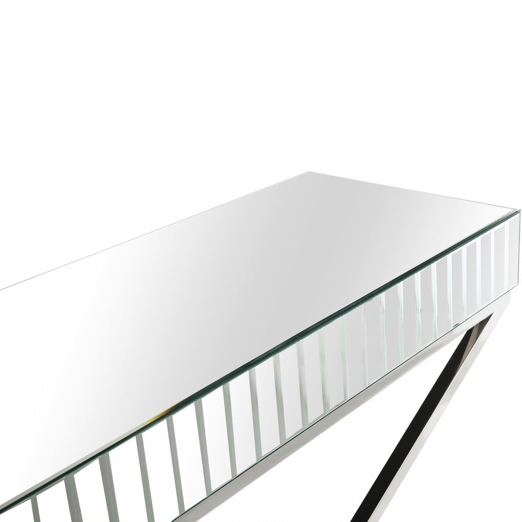 HomeRoots x Shaped Console Table in Silver Finish