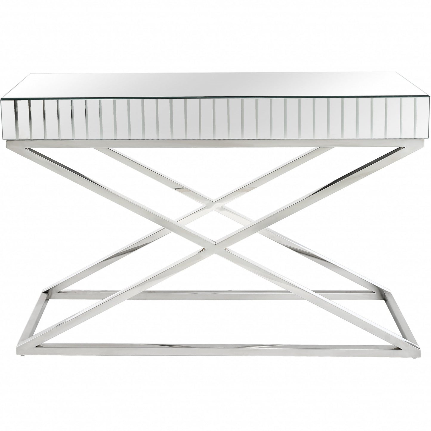 HomeRoots x Shaped Console Table in Silver Finish