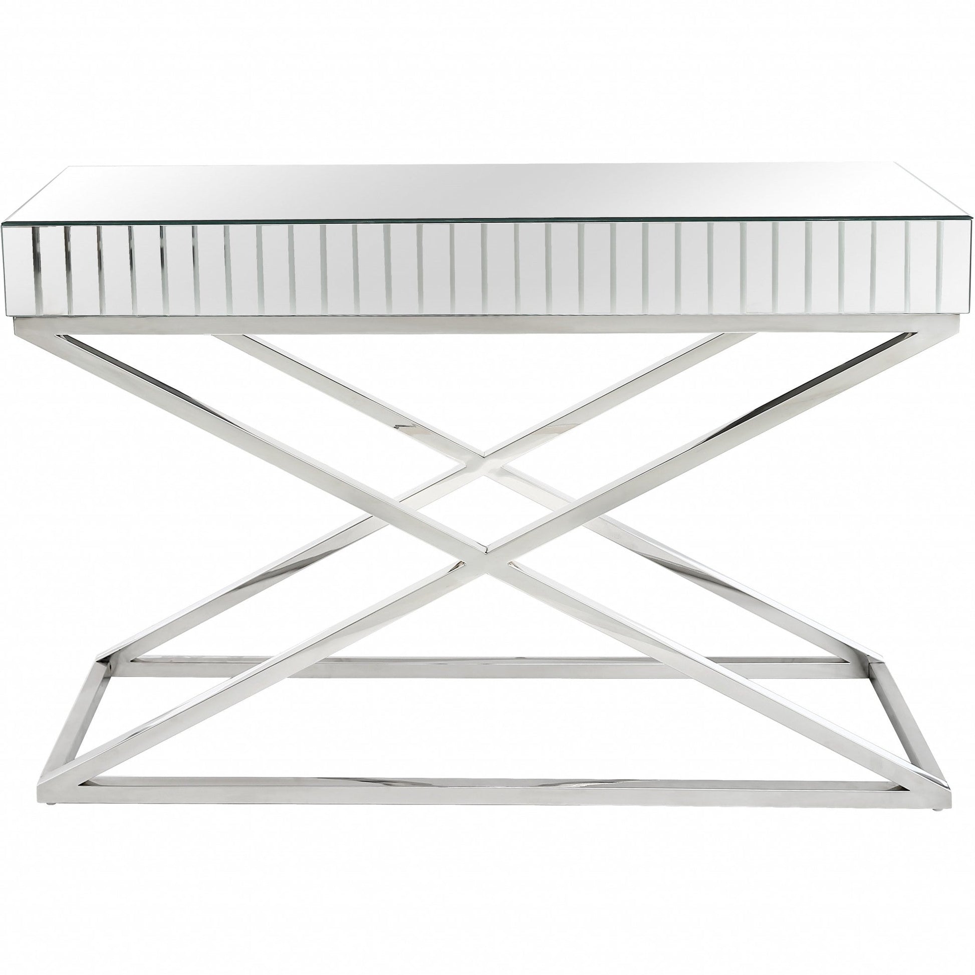 HomeRoots x Shaped Console Table in Silver Finish