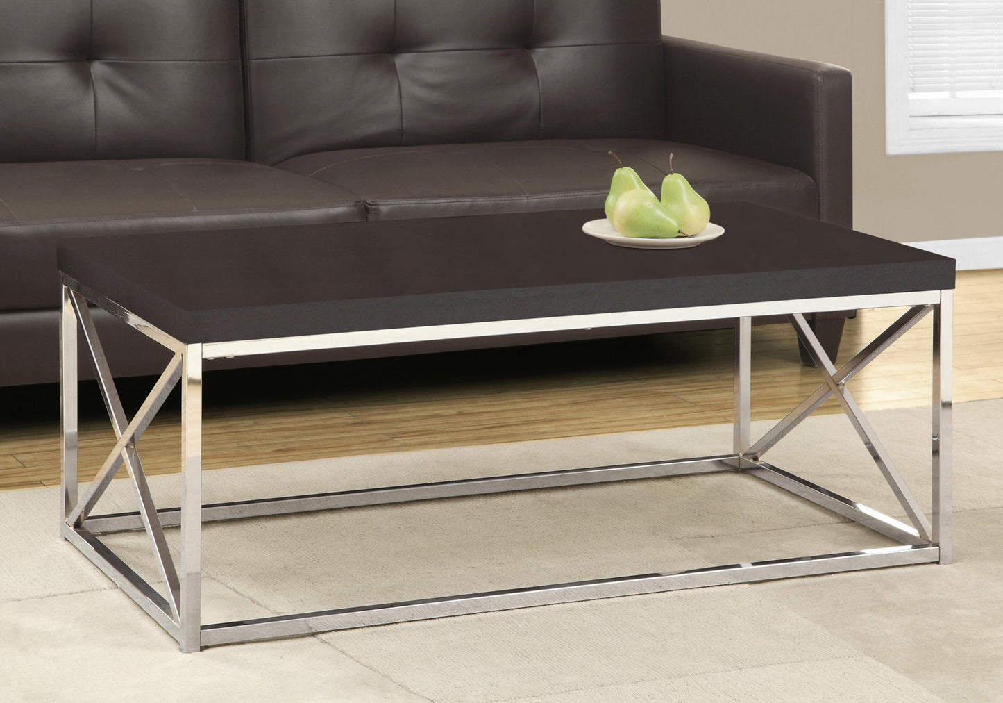 HomeRoots x Trestle Cappuccino and Chrome Coffee Table