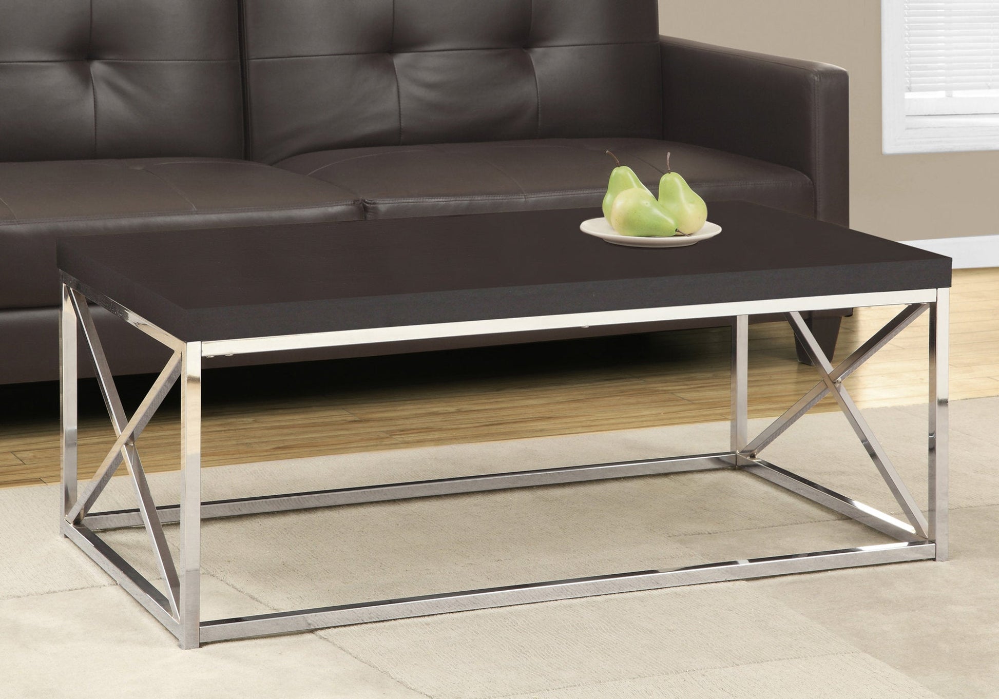 HomeRoots x Trestle Cappuccino and Chrome Coffee Table