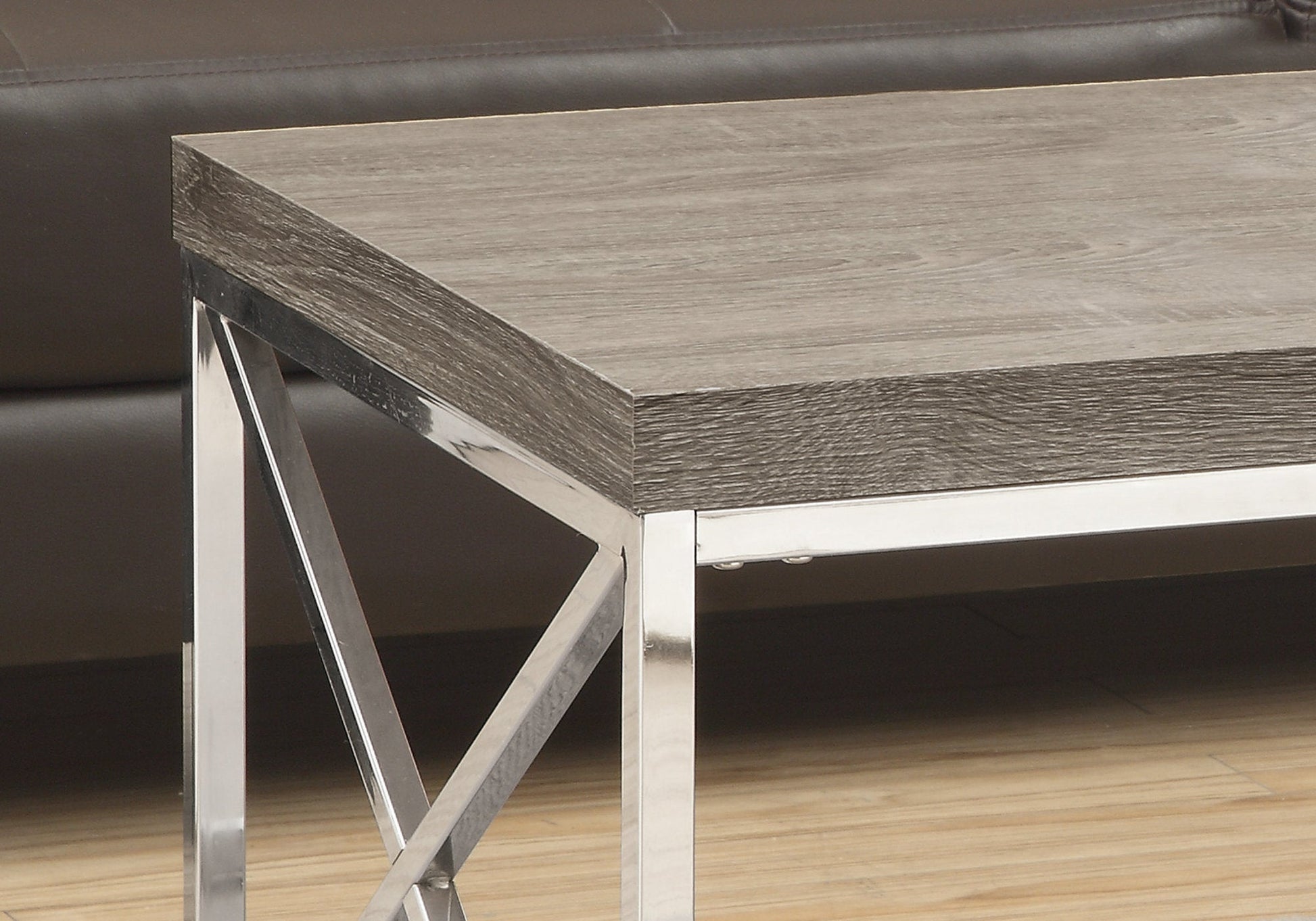 HomeRoots x Trestle Dark Taupe and Chrome Coffee Table
