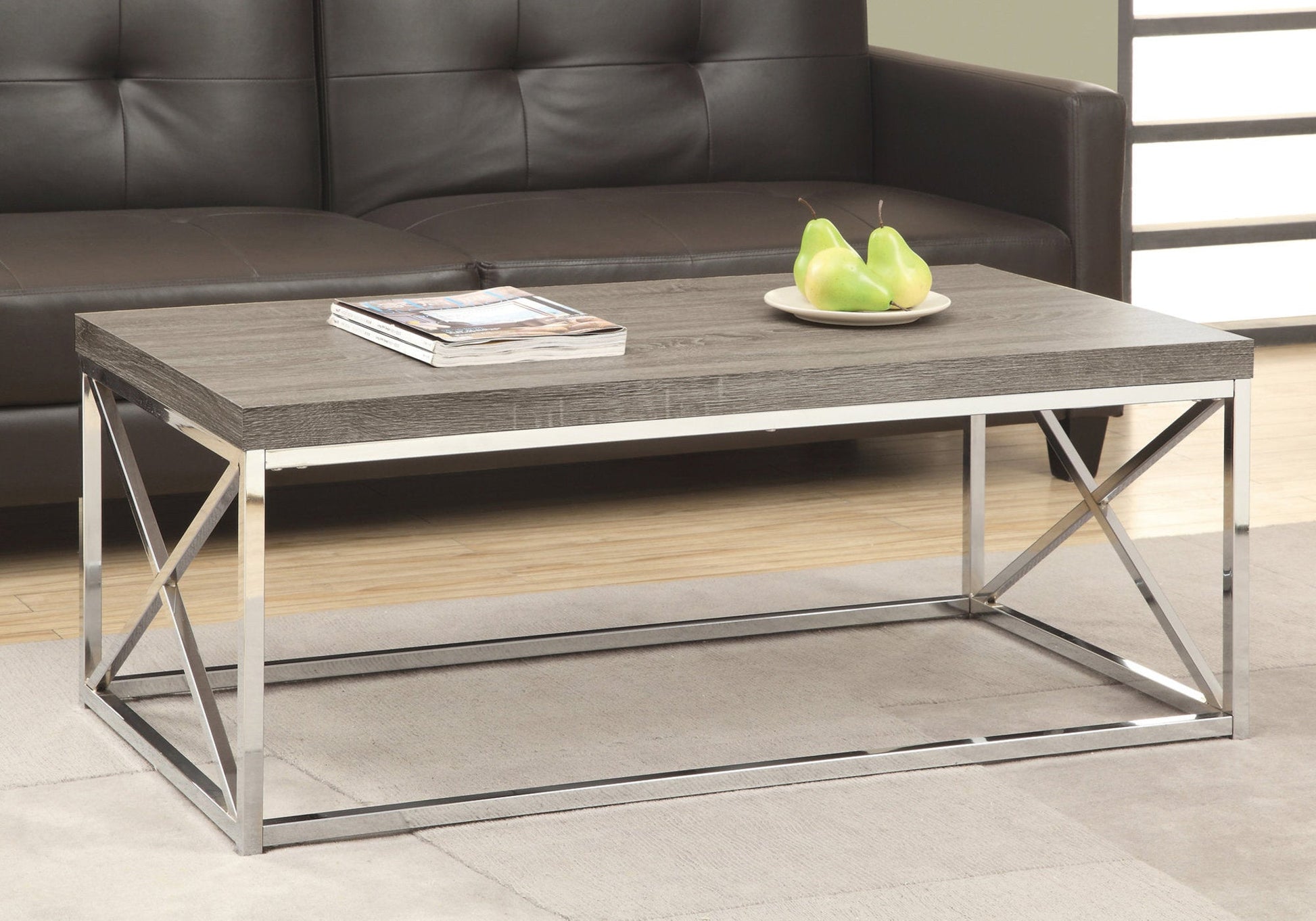 HomeRoots x Trestle Dark Taupe and Chrome Coffee Table