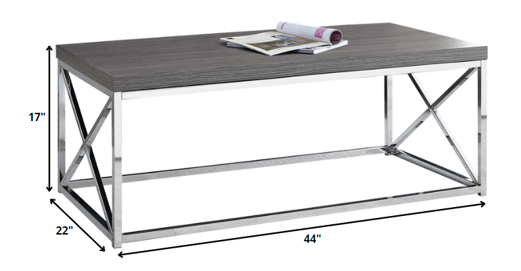 HomeRoots x Trestle Gray and Chrome Coffee Table