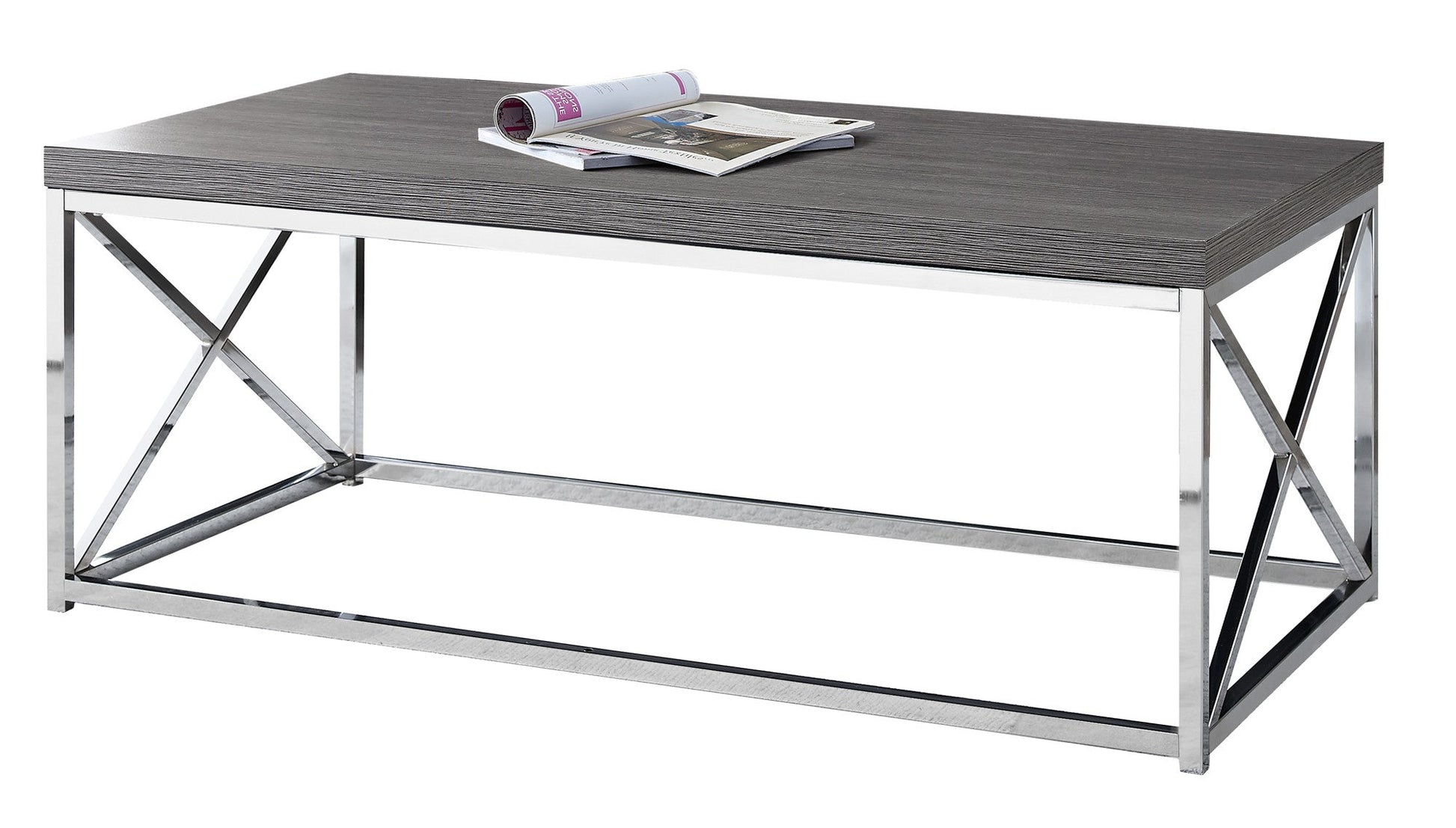 HomeRoots x Trestle Gray and Chrome Coffee Table