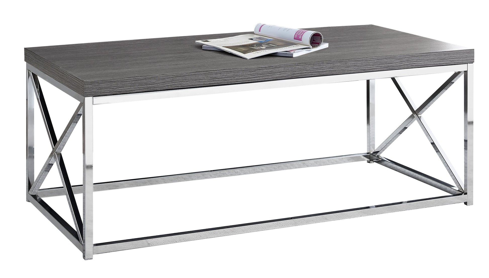 HomeRoots x Trestle Gray and Chrome Coffee Table