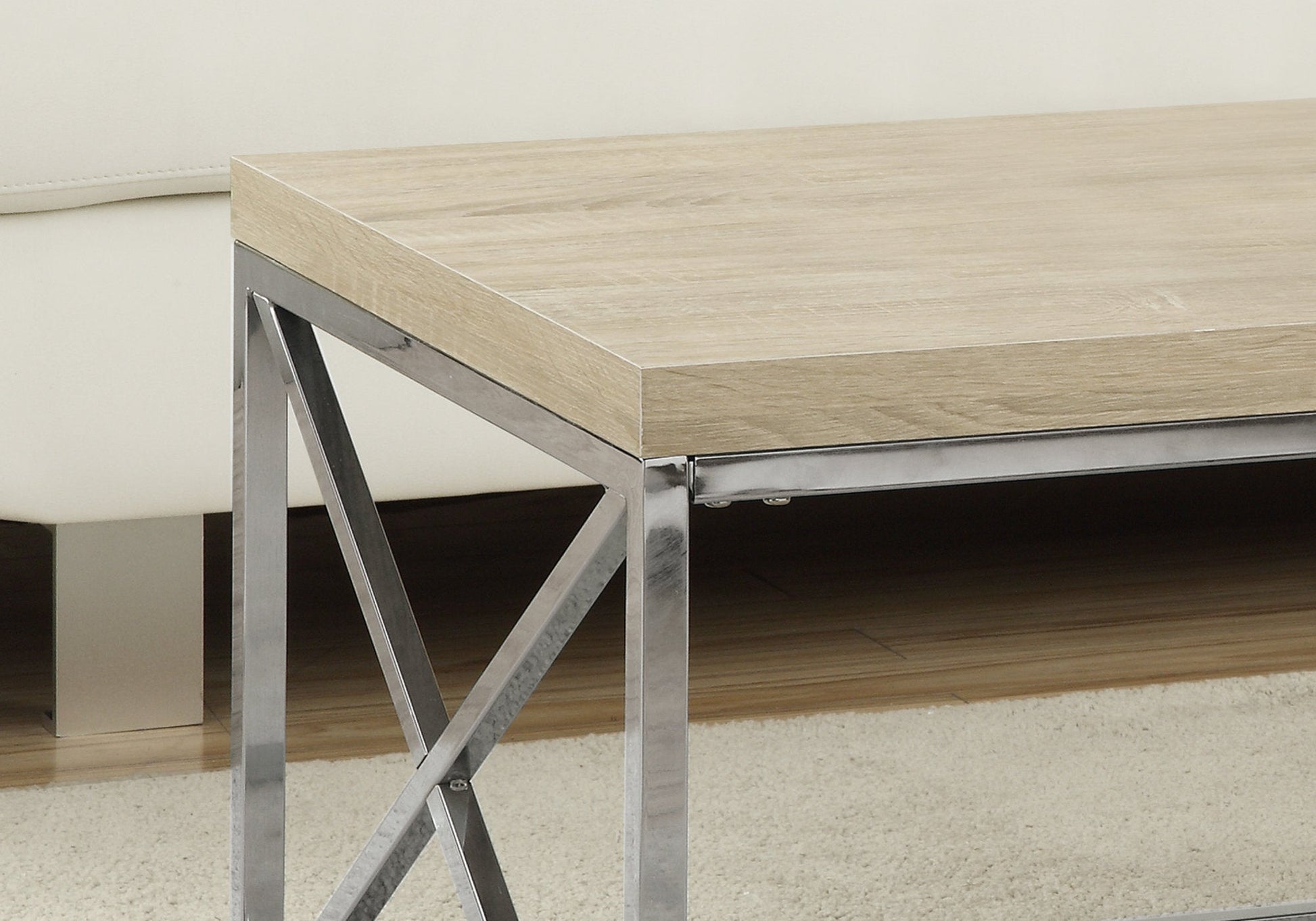 HomeRoots x Trestle Light Natural and Chrome Coffee Table