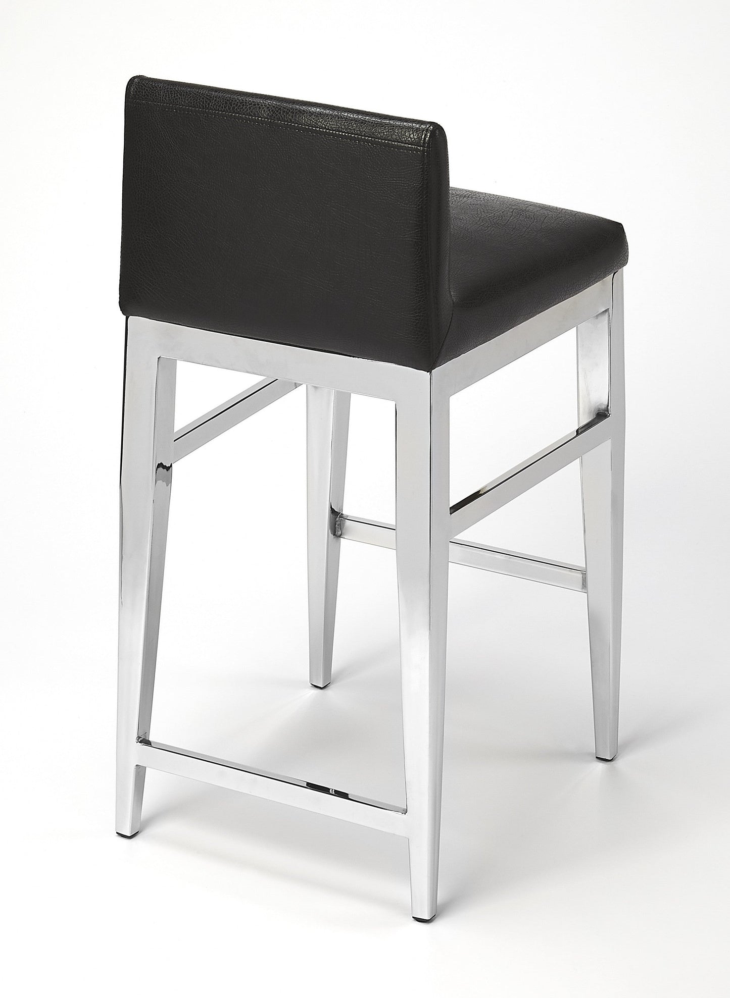 Homeroots Faux Leather Counter Stool With Stainless Steel and Black Finish