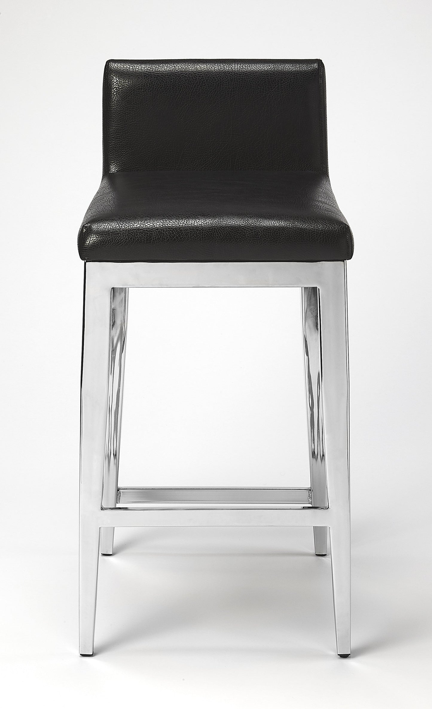 Homeroots Faux Leather Counter Stool With Stainless Steel and Black Finish