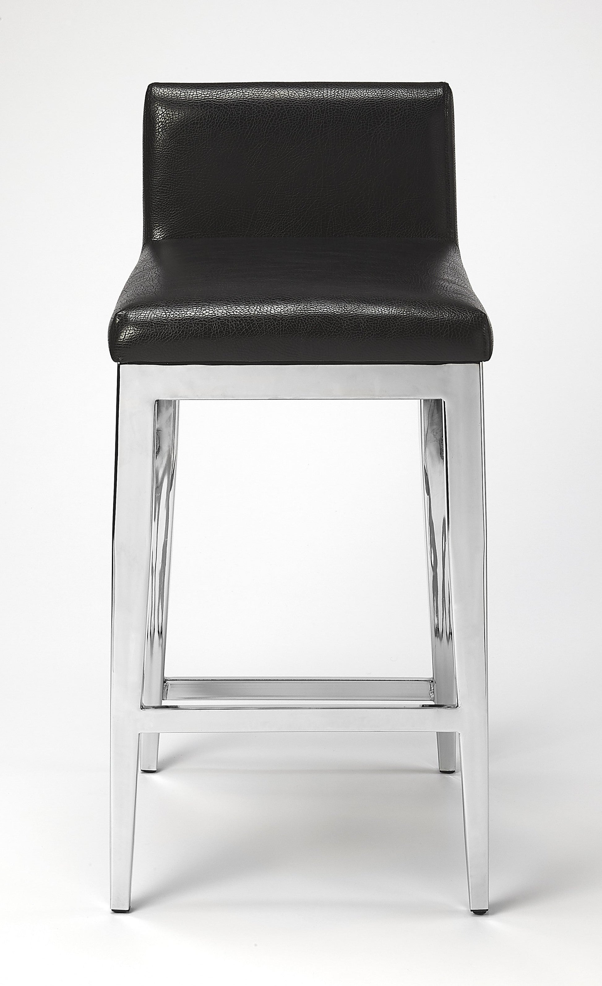 Homeroots Faux Leather Counter Stool With Stainless Steel and Black Finish