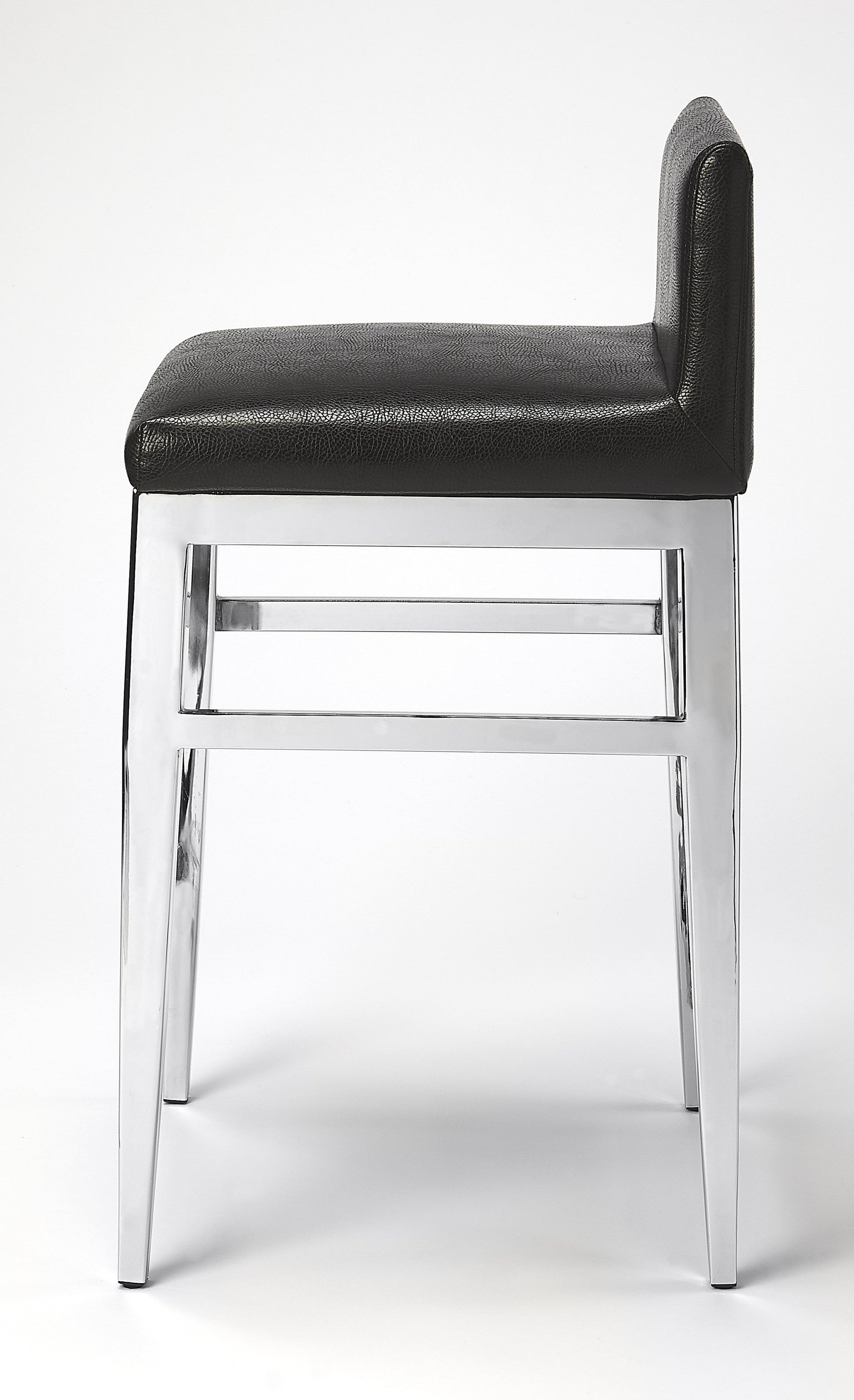 Homeroots Faux Leather Counter Stool With Stainless Steel and Black Finish