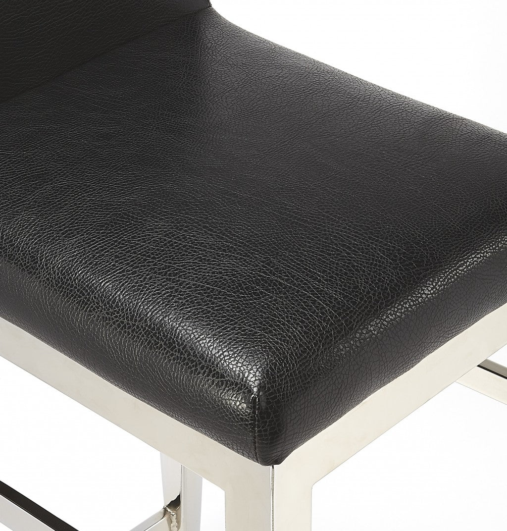 Homeroots Faux Leather Counter Stool With Stainless Steel and Black Finish