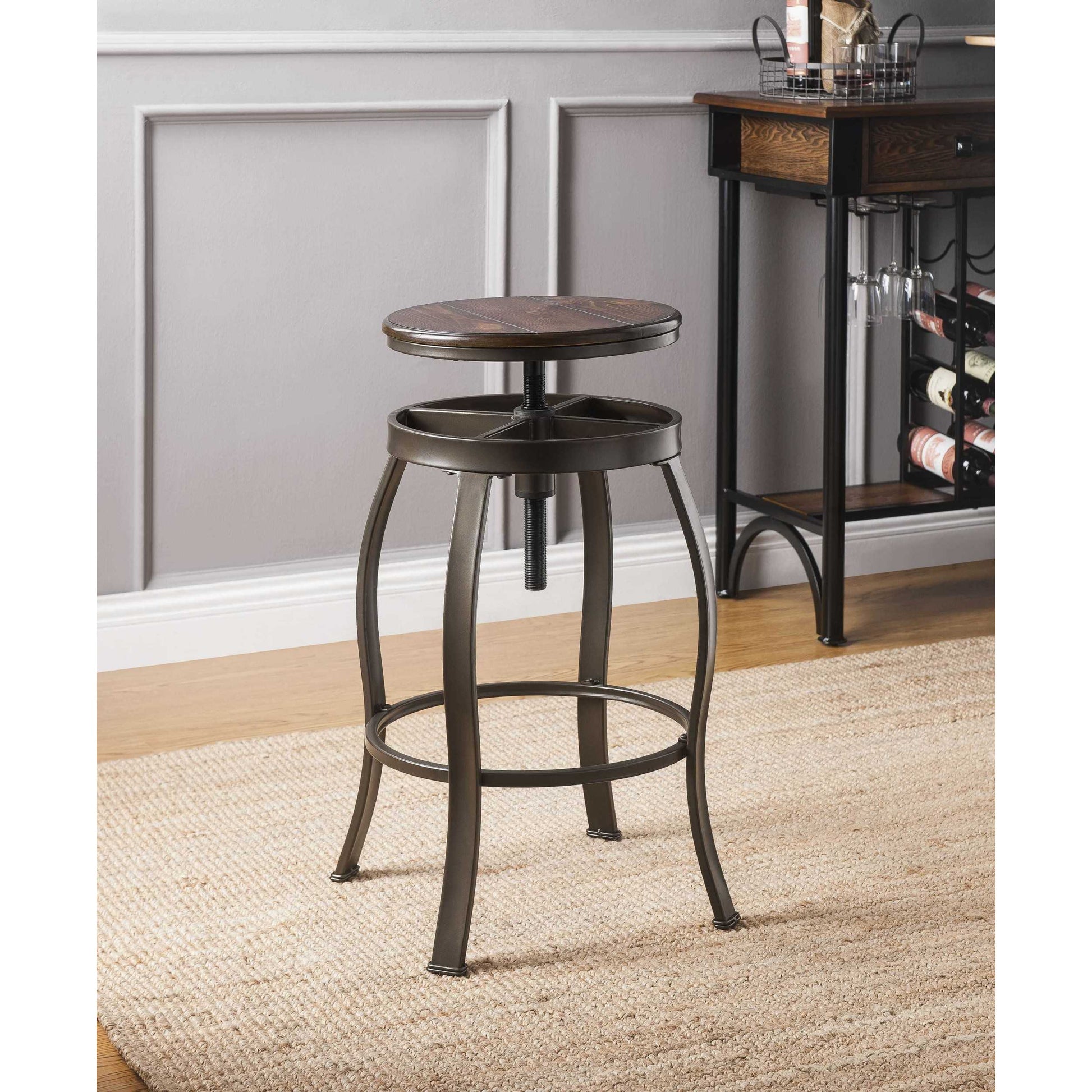 HoomeRoots 31" x 31" x 41" Walnut and Sandy Black Bar Set in Set of Three