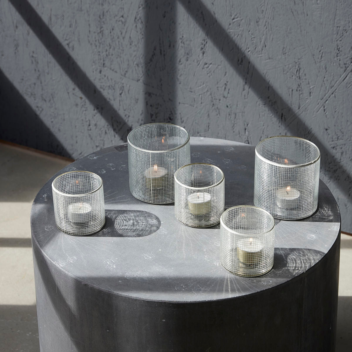 House Doctor 10 cm Check Tealight Holder With Silver Finish
