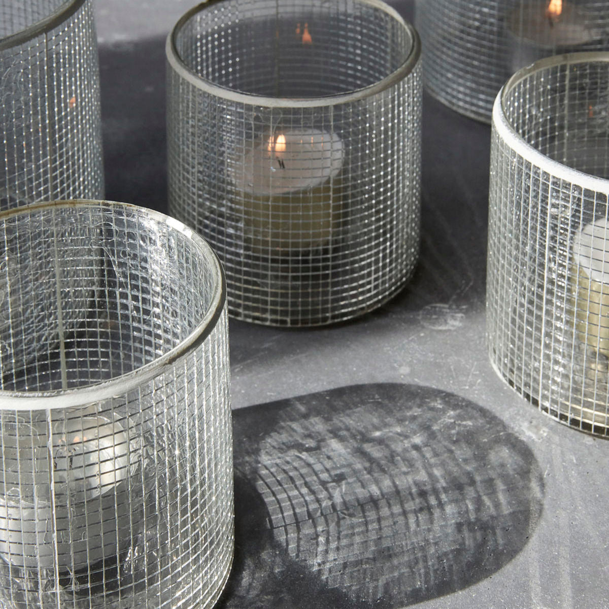 House Doctor 10 cm Check Tealight Holder With Silver Finish