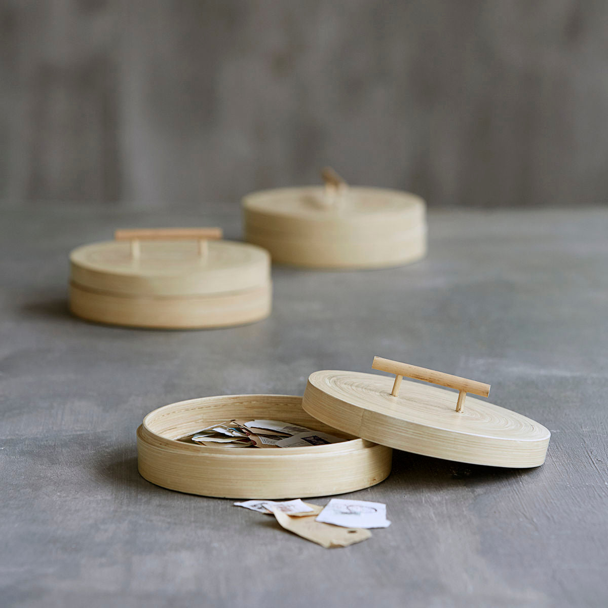 House Doctor Bamboo Storage With Lid in Natural Finish