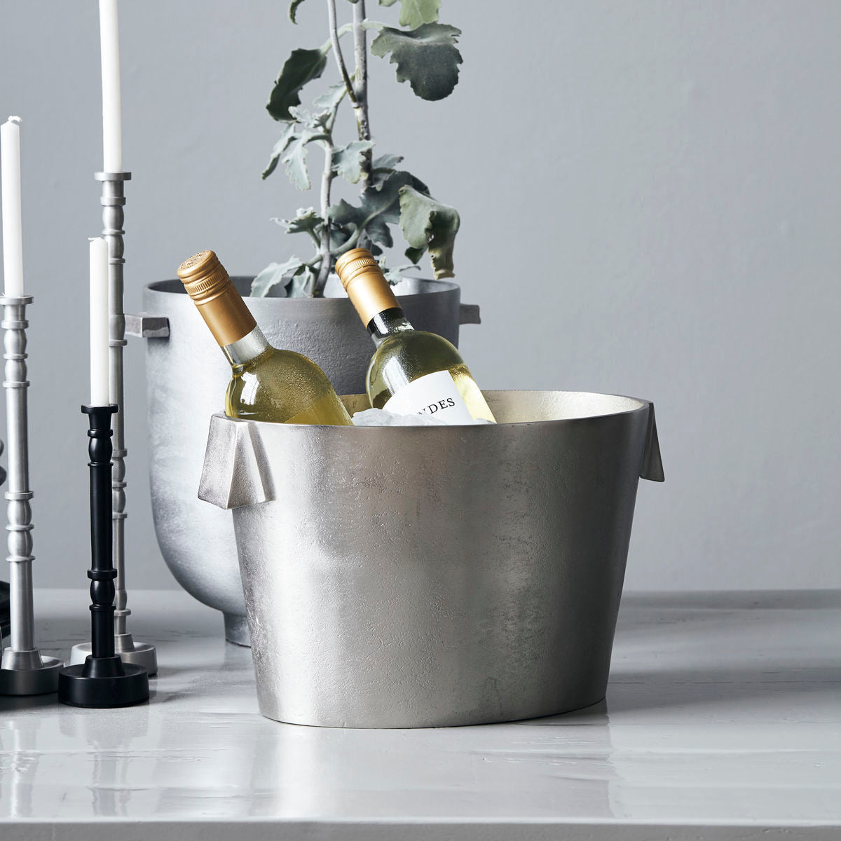 House Doctor Buck Wine Cooler in Brushed Silver Finish
