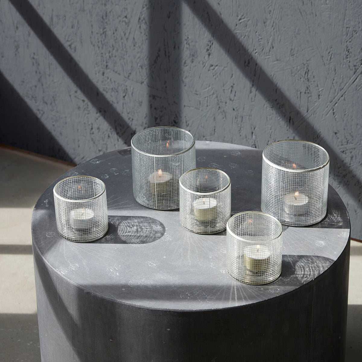 House Doctor Check Tealight Holder With Silver Finish