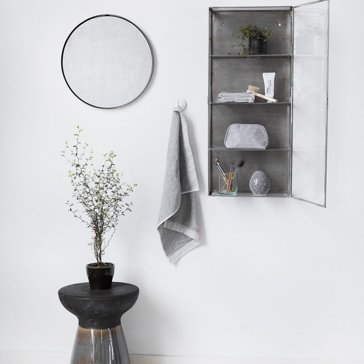 House Doctor Glass Cabinet With Zinc Finish