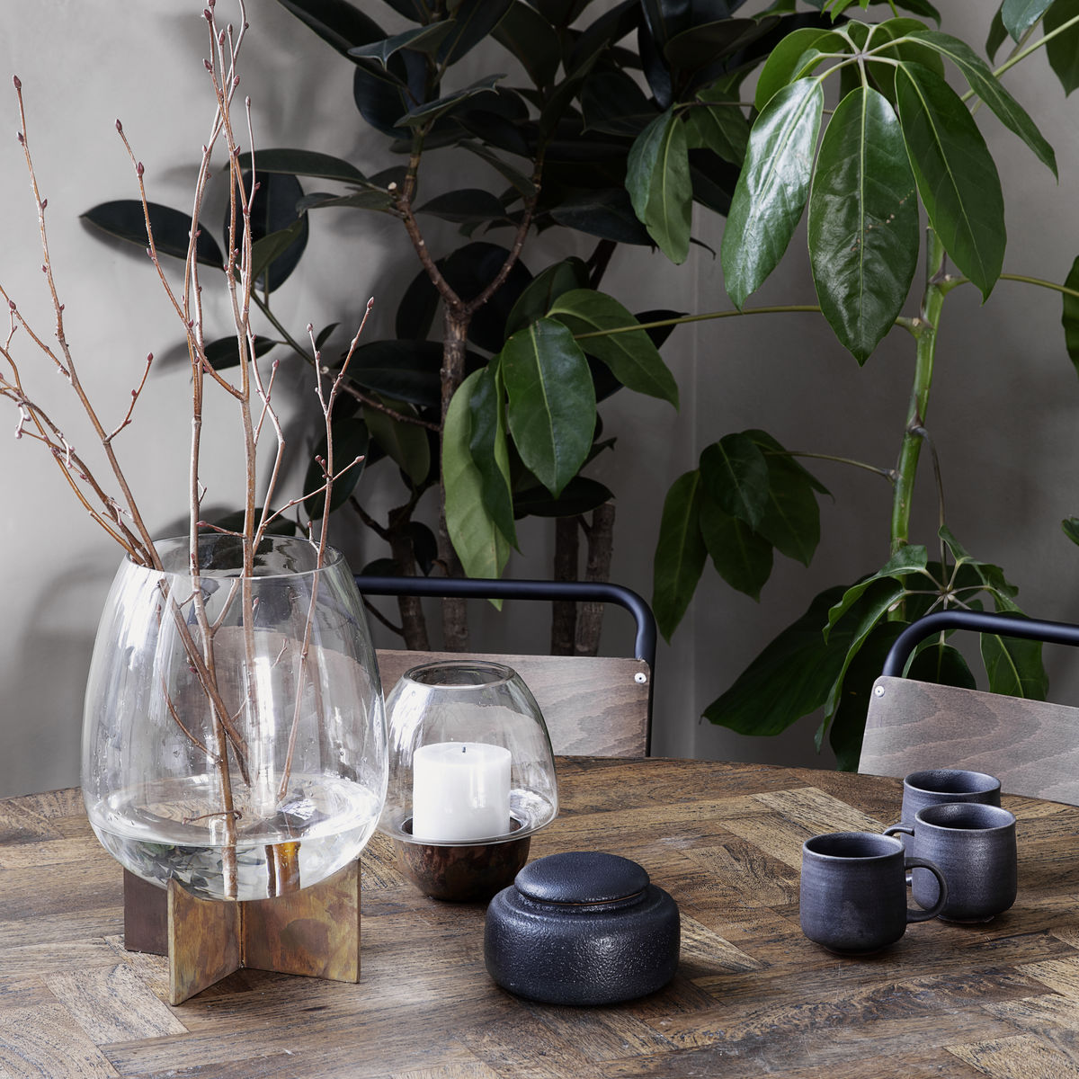 House Doctor Gravity Tealight Holder in Iron Finish