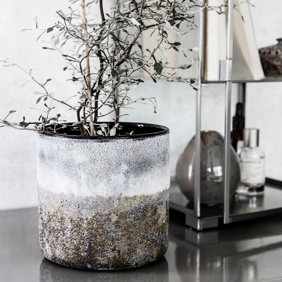 House Doctor Rock Tealight Holder With Brass Finish