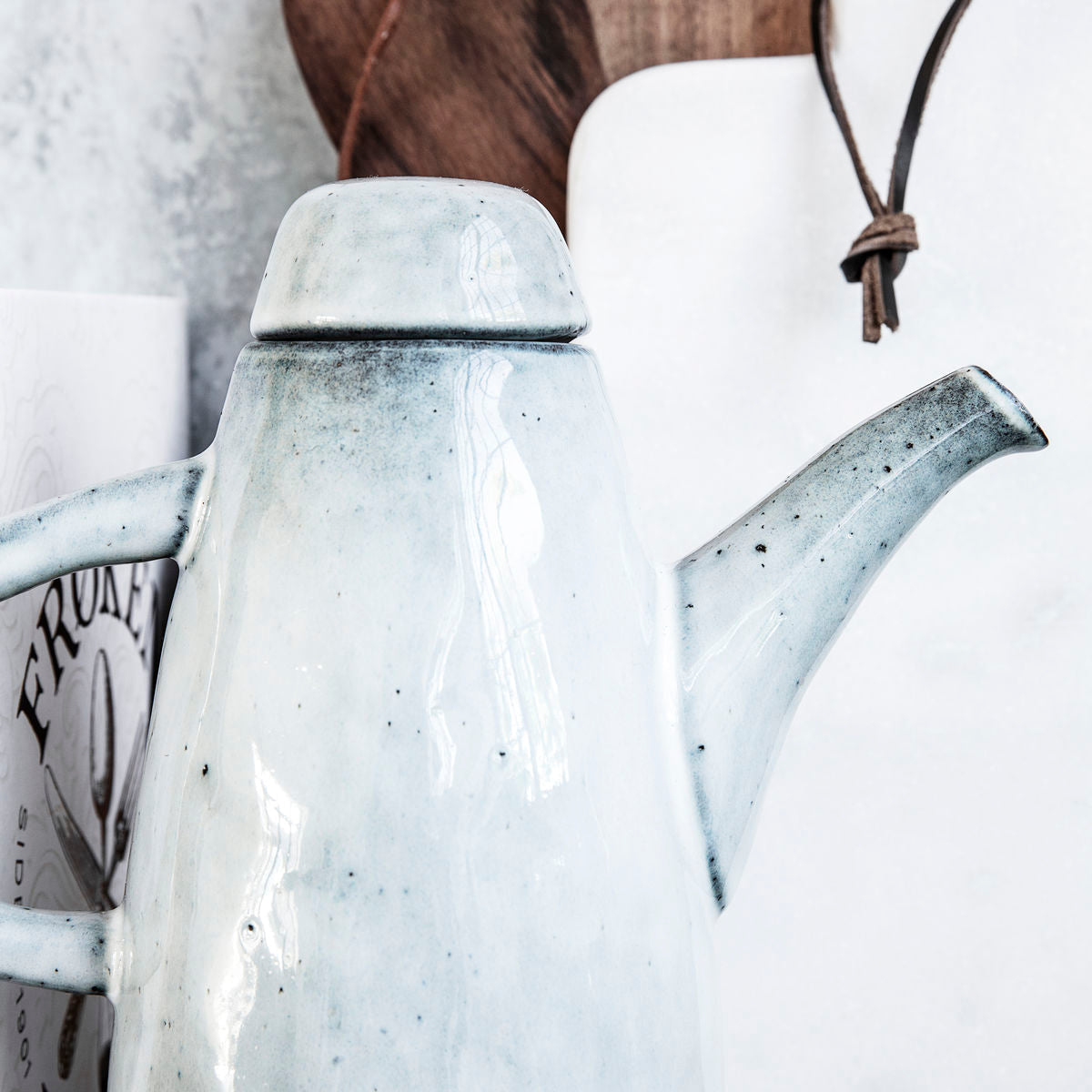 House Doctor Rustic Jug With Lid in Greyish Blue Finish