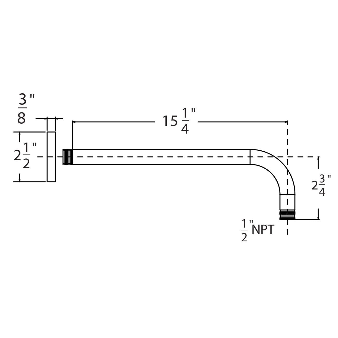 Huntington Brass 15" Matte Black Straight Shower Arm and Flange