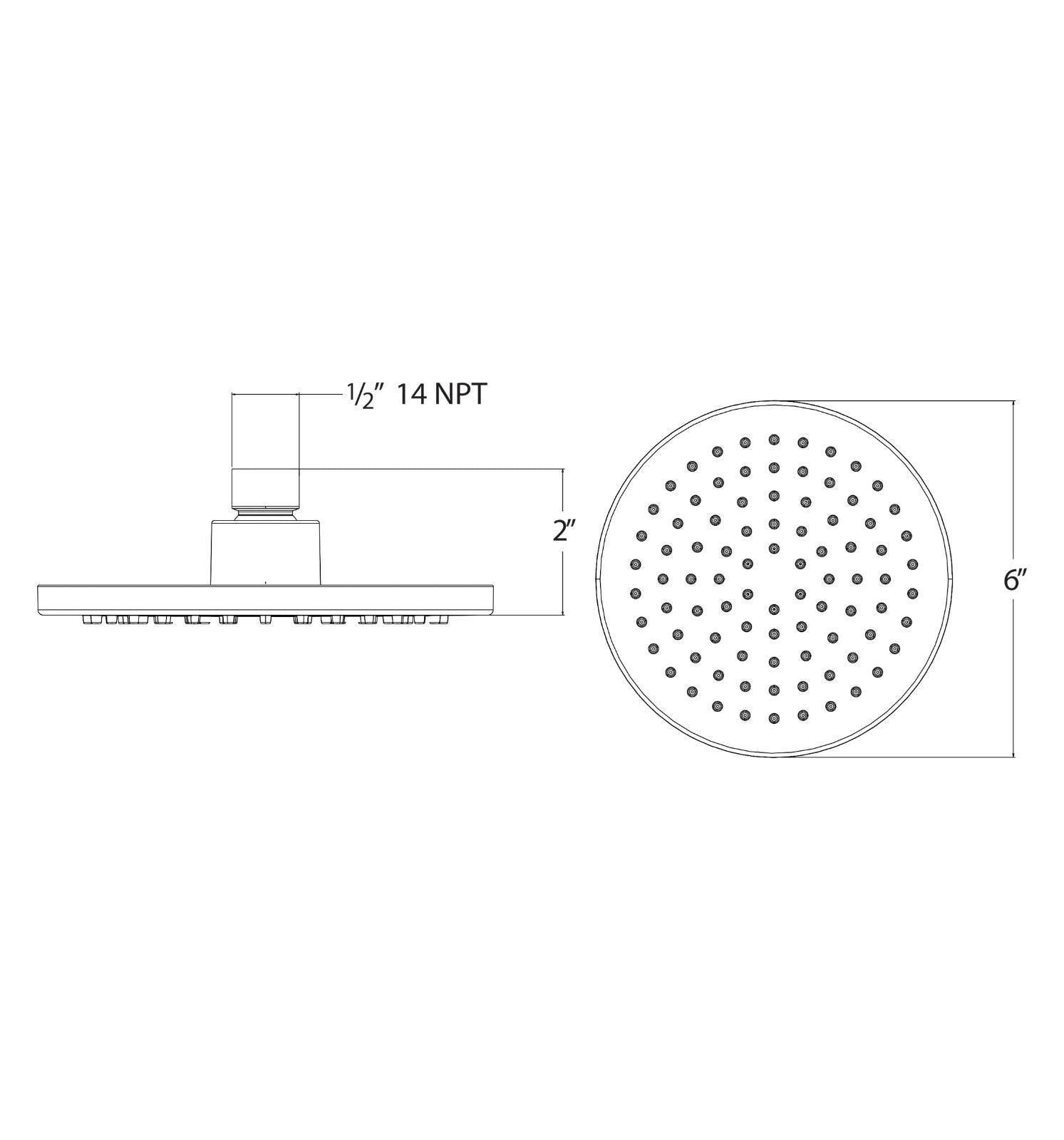 Huntington Brass 6" PVD Satin Brass Round Rain Shower Head