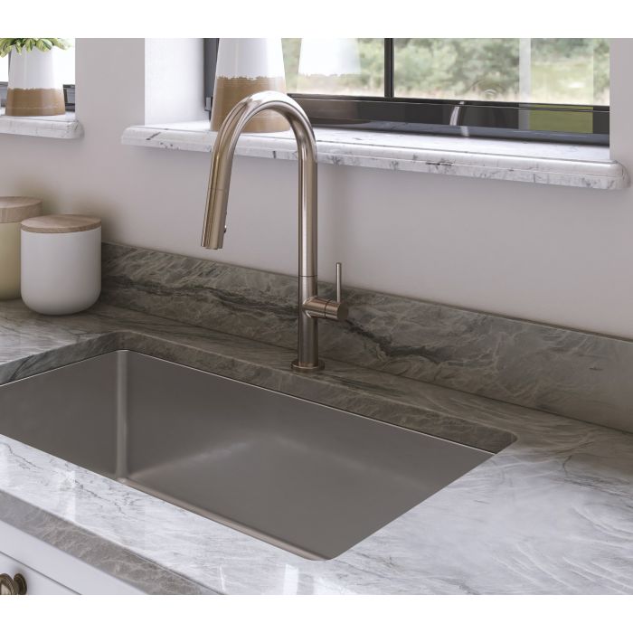 Huntington Brass Cevi PVD Satin Nickel Pull-Down Kitchen Faucet
