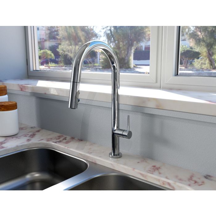 Huntington Brass Cevi Polished Chrome Pull-Down Kitchen Faucet